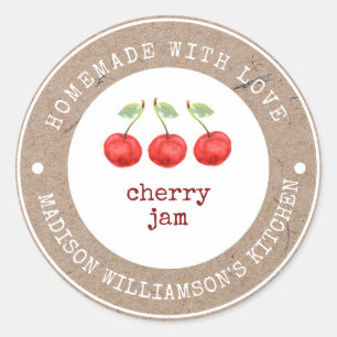 Rustic Homemade with Love Cherry Jam Label