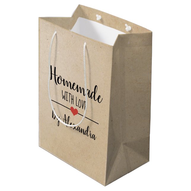 Rustic homemade with love kraft medium gift bag (Back Angled)