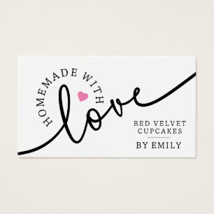 Rustic Homemade with Love Script Pink Heart 