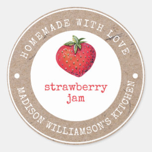 Rustic Homemade with Love    Strawberry Jam Label