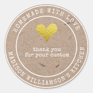 Rustic Homemade with Love    Thank you  Label