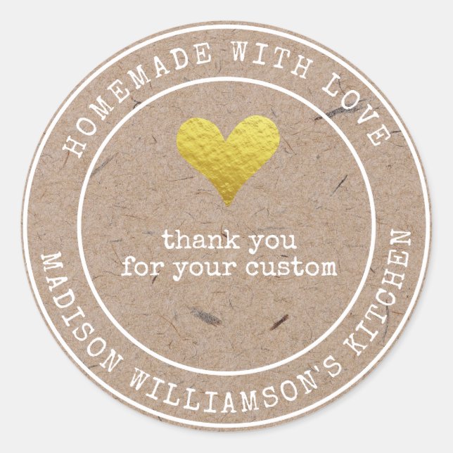 Rustic Homemade with Love  | Thank you  Label (Front)