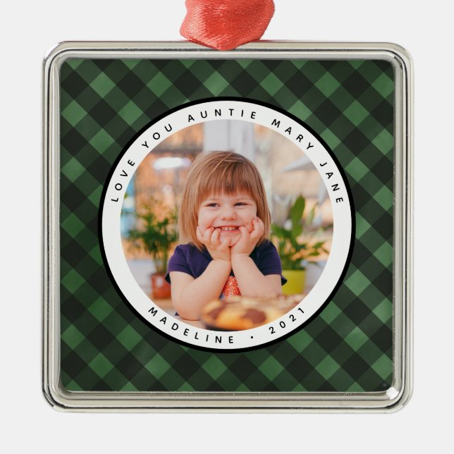 Rustic Homespun Pays Photo Tante Ornement Métal (Devant)