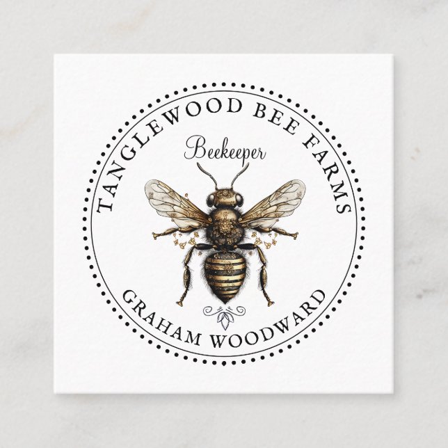 Rustic Honey Bee Apiary Beekeeper Honey Products  Square Business Card (Front)