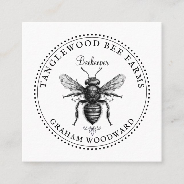 Rustic Honey Bee Apiary Beekeeper Honey Products  Square Business Card (Front)