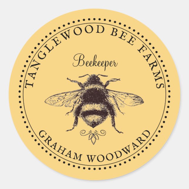 Rustic Honey Bee Apiary Beekeeper Product Labels (Front)