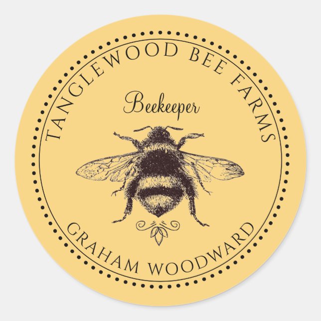 Rustic Honey Bee Apiary Beekeeper Product Labels (Front)