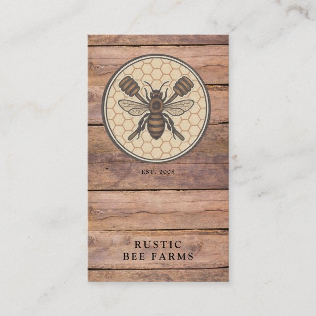 Rustic Honey Bee Beekeeper Apiary Business Card (Front)