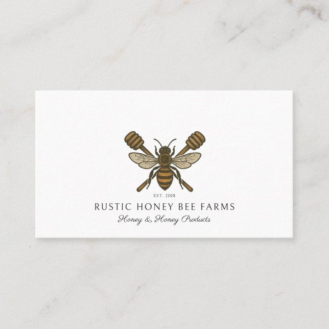 Rustic Honey Bee Beekeeper Apiary Business Card (Front)