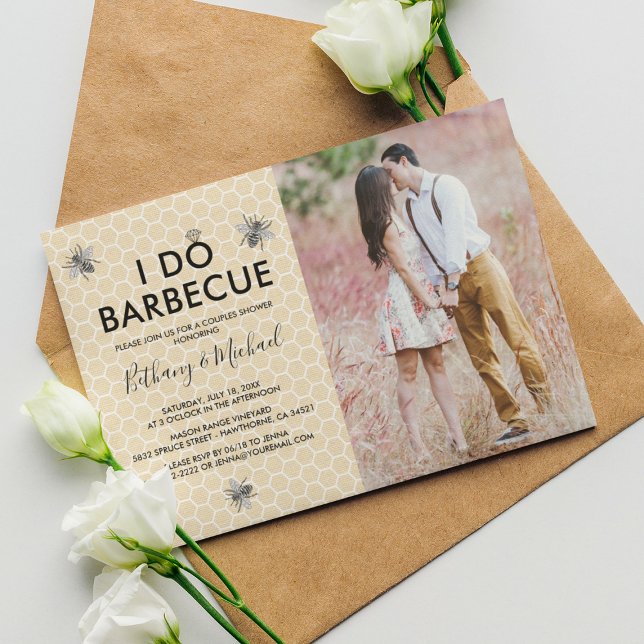 Rustic Honey Bee I Do BBQ Photo Engagement Invitation (Creator Uploaded)