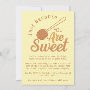 Rustic Honey Bee Yellow Sweet Birthday Invitation