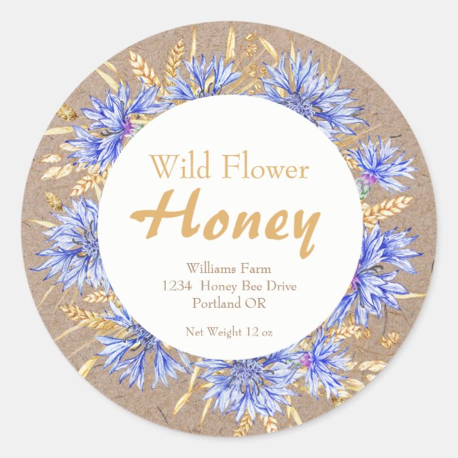  Rustic Honey Jar Apiary  Label | Wildflower Honey (Front)