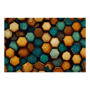 Rustic Honeycomb Textured Abstract Art Poster