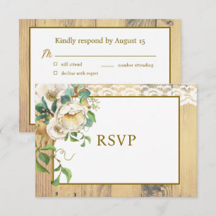 Rustic Honeyed Pine RSVP Card