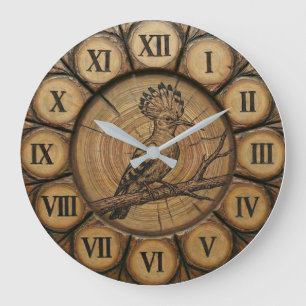 Rustic Hoopoe Bird Wall Clock 