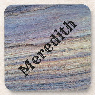 Rustic Horizontal Stripe Add Your Name Woodgrain Coaster