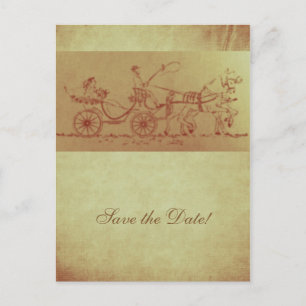 Rustic horse and carriage vintage look wedding announcement postcard