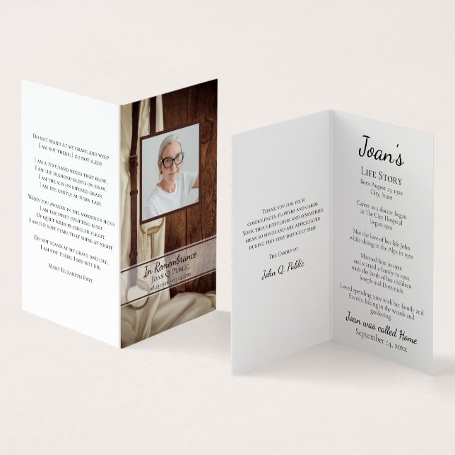 Rustic Horse Bit and Satin Funeral Memorial Prayer Business Card (Inside and Outside)