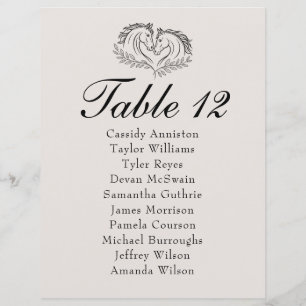 Rustic Horse Country Western Wedding Seating Chart