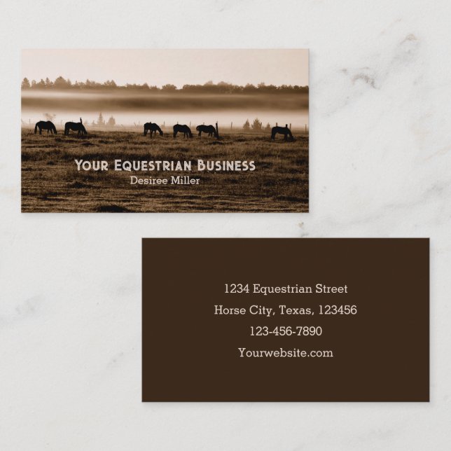 Rustic Horse Farm Vintage Country Business Card (Front/Back)