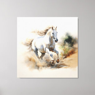 Rustic Horse: Field of Dreams Watercolor Painting  Canvas Print