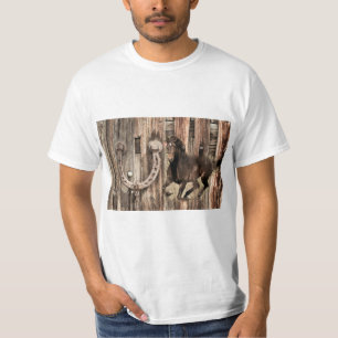 Rustic Horse Horseshoe on Barn Wood T-Shirt
