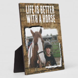 Rustic horse lover 1 photo brown white plaque