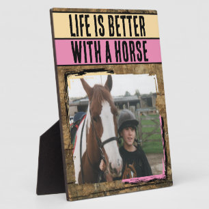 Rustic horse lover 1 photo peach pink plaque
