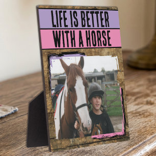 Rustic horse lover 1 photo purple pink plaque