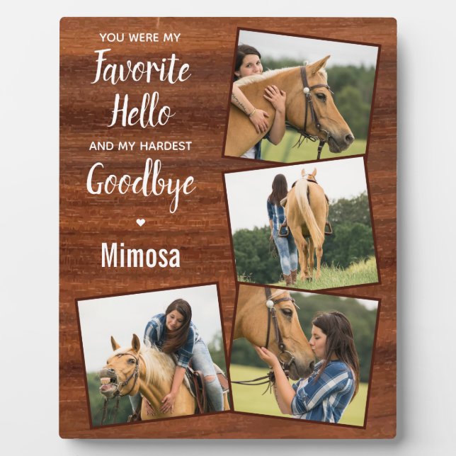 Rustic Horse Memorial 4 Photo Plaque (Front)
