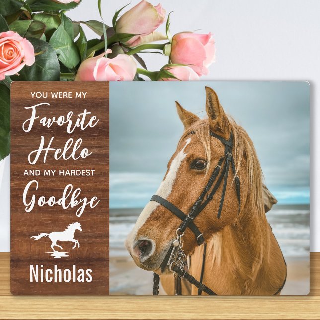 Rustic Horse Memorial Personalized Pet Photo Plaque (Creator Uploaded)