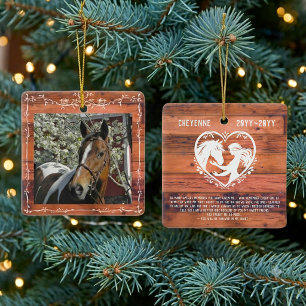 Rustic Horse Memorial Your Custom Memories Photo Ceramic Ornament