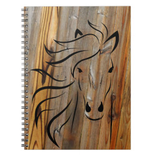 Rustic Horse on Wood Notebook