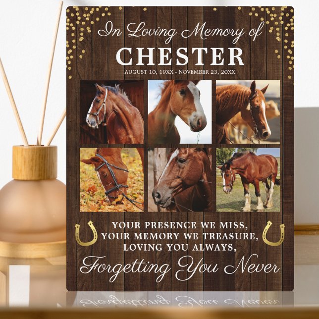 Rustic Horse Remembrance Photo Collage Plaque (Creator Uploaded)