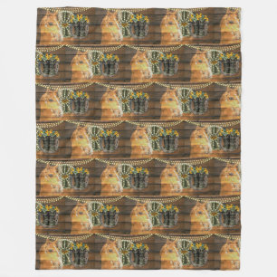 Rustic Horse Sunflowers Wagon Wheel Cowboy Boots Fleece Blanket
