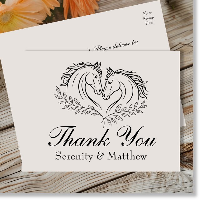 Rustic Horse Western Country Wedding Thank You Postcard (Creator Uploaded)