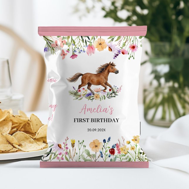 Rustic Horse Wildflower Birthday Chip Bag Wrapper (Creator Uploaded)
