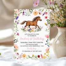 Rustic Horse Wildflower Girl Birthday