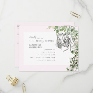 Rustic Horses Nuzzling Pink Bridal Shower   Invitation Postcard