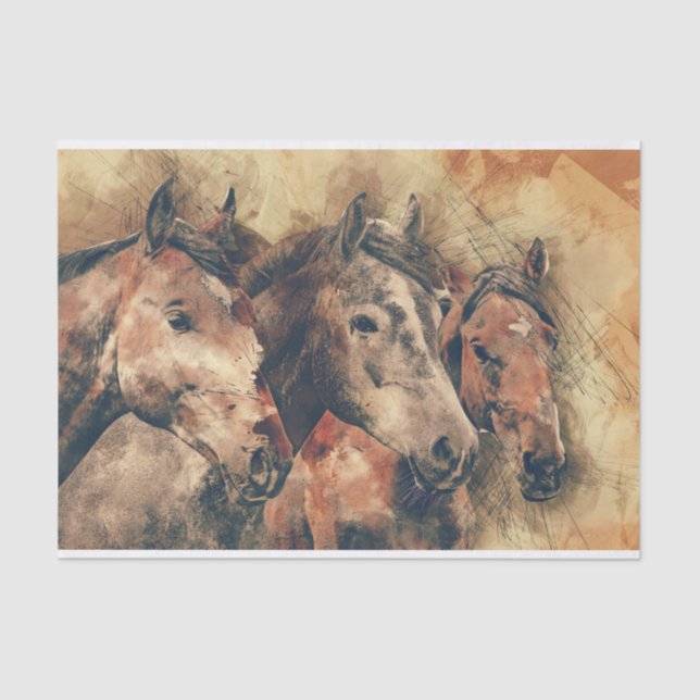 Rustic Horses Trio Tissue Paper (Front)