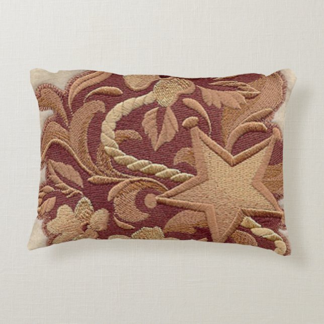 rustic horseshoe cowboy western country floral decorative pillow (Back)