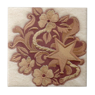 rustic horseshoe cowboy western country floral tile