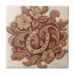 rustic horseshoe cowgirl western country floral tile