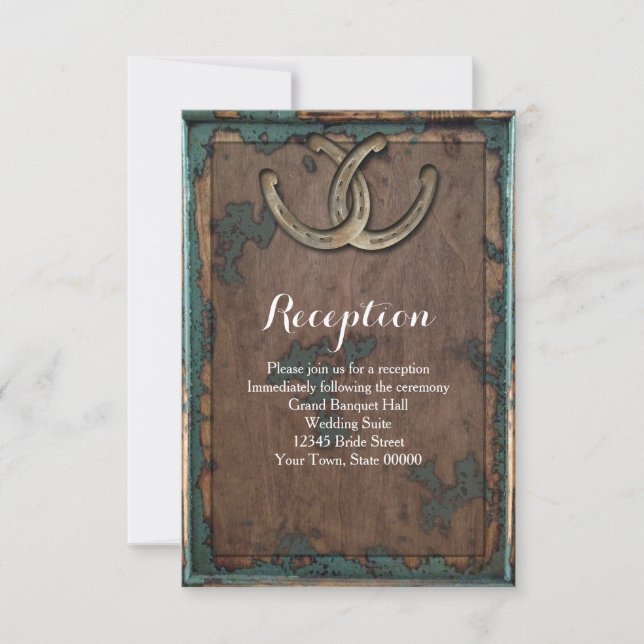 Rustic Horseshoe Wedding Reception Info Invitation (Front)