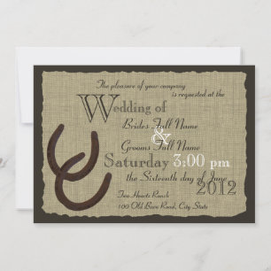 Rustic Horseshoes and Burlap Wedding Invitation