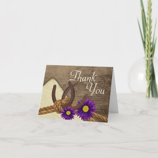 Rustic Horseshoes and Rope Thank You (Front)