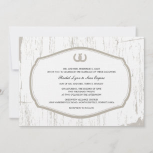 Rustic Horseshoes Barn Wedding Invitation
