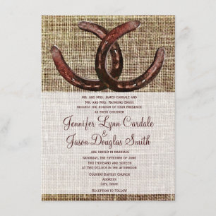 Rustic Horseshoes Burlap Imprimer les invitations 