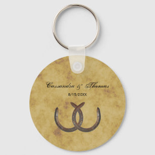 Rustic Horseshoes Distressed BG Keychain