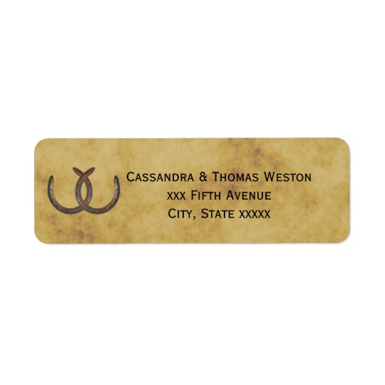 Rustic Horseshoes Distressed BG Return Address Return Address Label